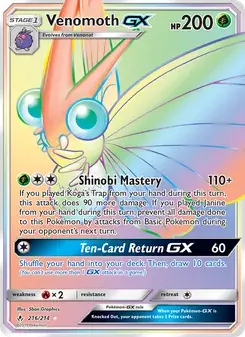 Venomoth GX 216/214 Unbroken Bonds Pokémon card