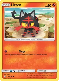 Litten 26/214 Unbroken Bonds Pokémon card