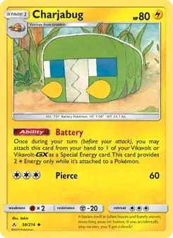 Charjabug 58/214 Unbroken Bonds Pokémon card