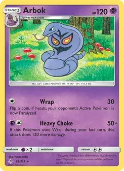 Arbok 63/214 Unbroken Bonds Pokémon card
