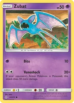 Zubat 64/214 Unbroken Bonds Pokémon card
