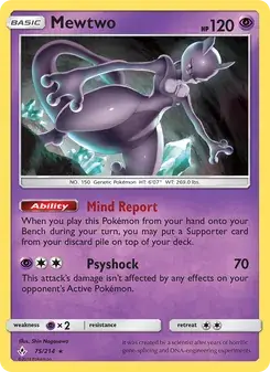 Mewtwo 75/214 Unbroken Bonds Pokémon card