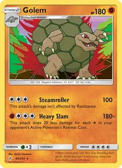 Golem 89/214 Unbroken Bonds Pokémon card
