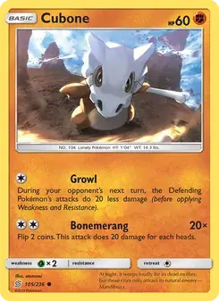 Cubone 105/236 Unified Minds Pokémon card