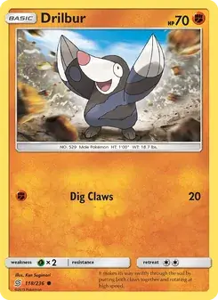Drilbur 118/236 Unified Minds Pokémon card