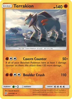Terrakion 122/236 Unified Minds Pokémon card
