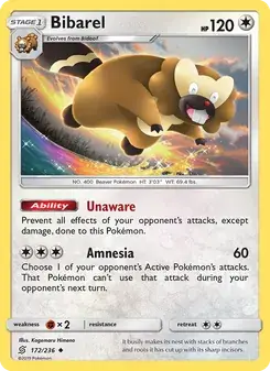 Bibarel 172/236 Unified Minds Pokémon card