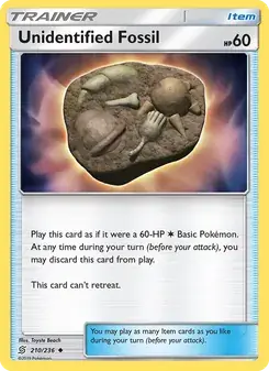 Unidentified Fossil 210/236 Unified Minds Pokémon card