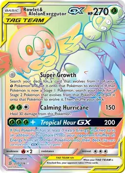 Rowlet & Alolan Exeggutor GX 237/236 Unified Minds Pokémon card