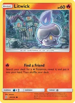 Litwick 28/236 Unified Minds Pokémon card