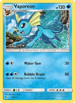Vaporeon 18/68 Hidden Fates Pokémon card