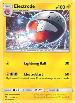 Electrode 22/68 Hidden Fates Pokémon card