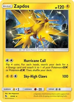 Zapdos 24/68 Hidden Fates Pokémon card