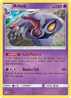 Arbok 27/68 Hidden Fates Pokémon card