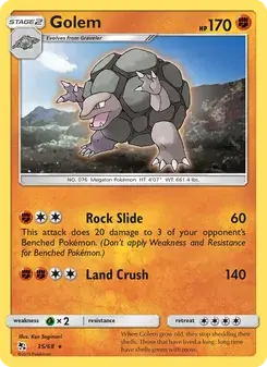 Golem 35/68 Hidden Fates Pokémon card