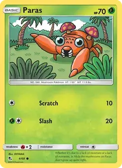 Paras 4/68 Hidden Fates Pokémon card