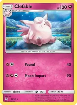 Clefable 40/68 Hidden Fates Pokémon card
