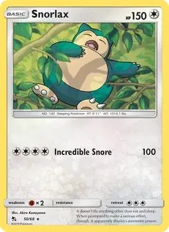 Snorlax 50/68 Hidden Fates Pokémon card
