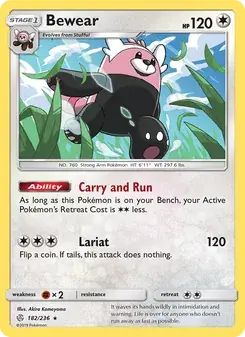 Bewear 182/236 Cosmic Eclipse Pokémon card