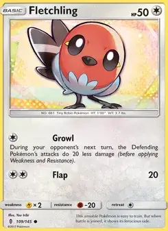 Fletchling 109/145 Guardians Rising Pokémon card