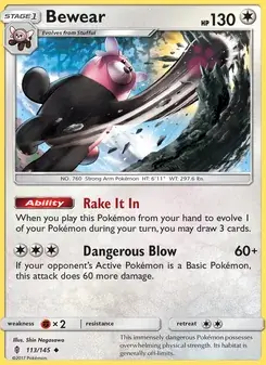 Bewear 113/145 Guardians Rising Pokémon card