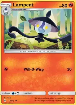 Lampent 12/145 Guardians Rising Pokémon card