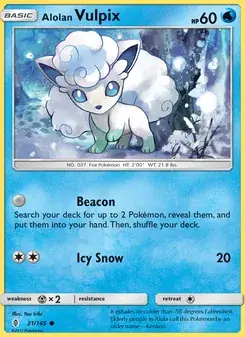 Alolan Vulpix 21/145 Guardians Rising Pokémon card