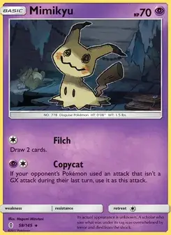 Mimikyu 58/145 Guardians Rising Pokémon card