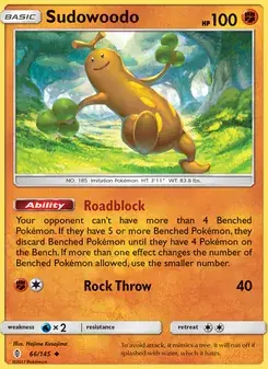 Sudowoodo 66/145 Guardians Rising Pokémon card