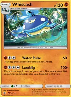 Whiscash 71/145 Guardians Rising Pokémon card