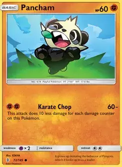 Pancham 72/145 Guardians Rising Pokémon card