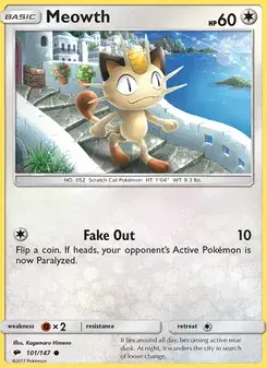 Meowth 101/147 Burning Shadows Pokémon card