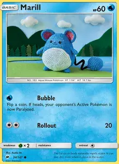 Marill 34/147 Burning Shadows Pokémon card