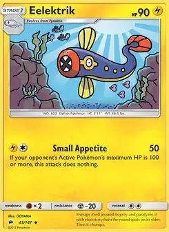 Eelektrik 45/147 Burning Shadows Pokémon card