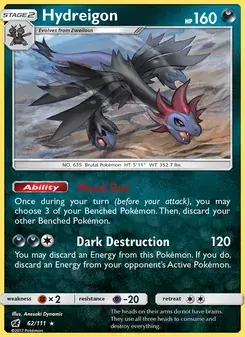 Hydreigon 62/111 Crimson Invasion Pokémon card