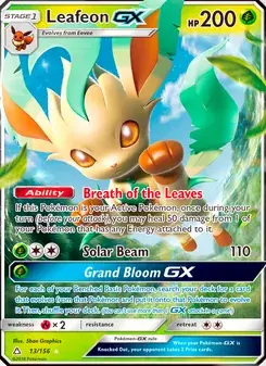 Leafeon GX 13/156 Ultra Prism Pokémon card
