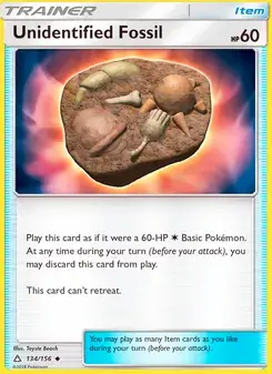 Unidentified Fossil 134/156 Ultra Prism Pokémon card