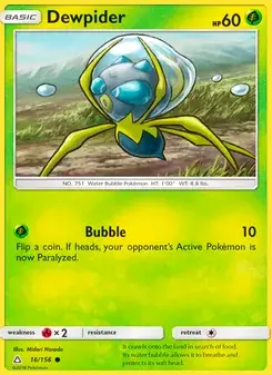 Dewpider 16/156 Ultra Prism Pokémon card