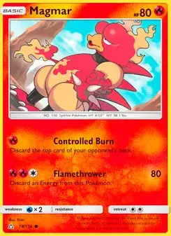 Magmar 18/156 Ultra Prism Pokémon card