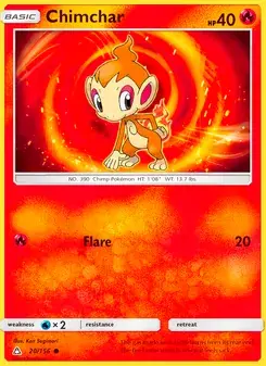 Chimchar 20/156 Ultra Prism Pokémon card