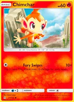 Chimchar 21/156 Ultra Prism Pokémon card