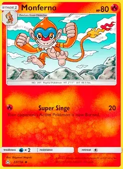Monferno 22/156 Ultra Prism Pokémon card