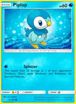 Piplup 31/156 Ultra Prism Pokémon card