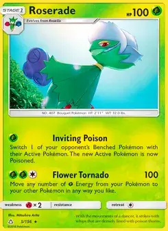 Roserade 5/156 Ultra Prism Pokémon card