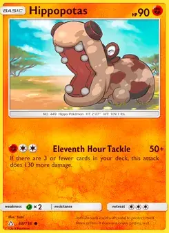 Hippopotas 68/156 Ultra Prism Pokémon card