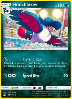 Honchkrow 72/156 Ultra Prism Pokémon card