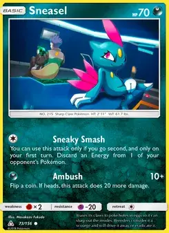 Sneasel 73/156 Ultra Prism Pokémon card