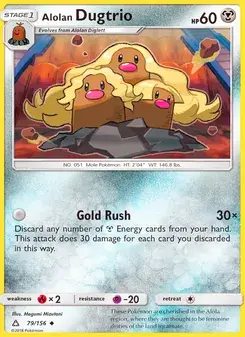 Alolan Dugtrio 79/156 Ultra Prism Pokémon card