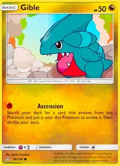 Gible 96/156 Ultra Prism Pokémon card