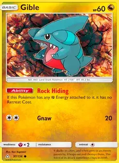 Gible 97/156 Ultra Prism Pokémon card